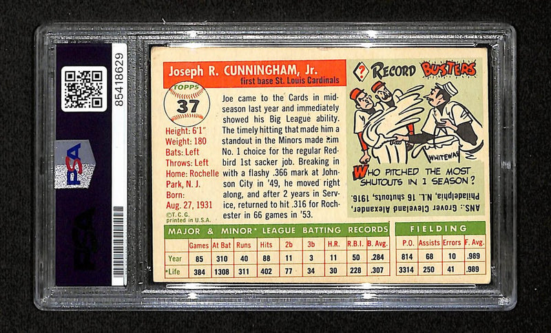 Joe Cunningham Signed 1955 Topps Card #37 St. Louis Cardinals PSA/DNA 195374