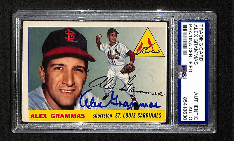 Alex Grammas Signed/Auto 1955 Topps Card #21 St. Louis Cardinals PSA/DNA 195375