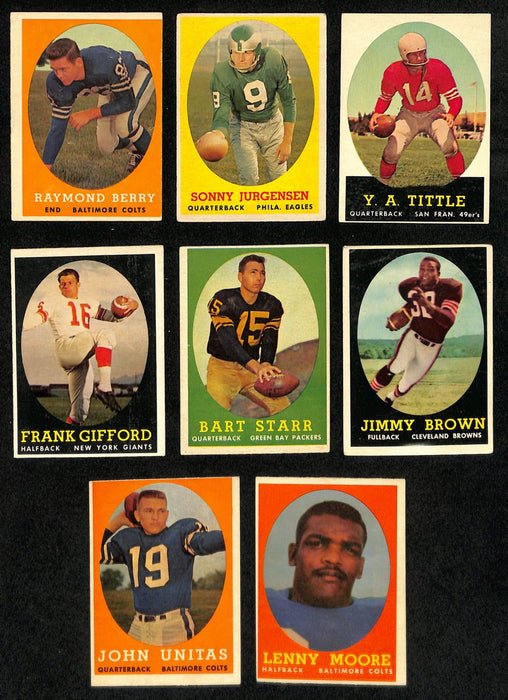 1958 Topps Football Card Complete Set (1-132) w/Felt Bazooka Jim Brown RC 196383