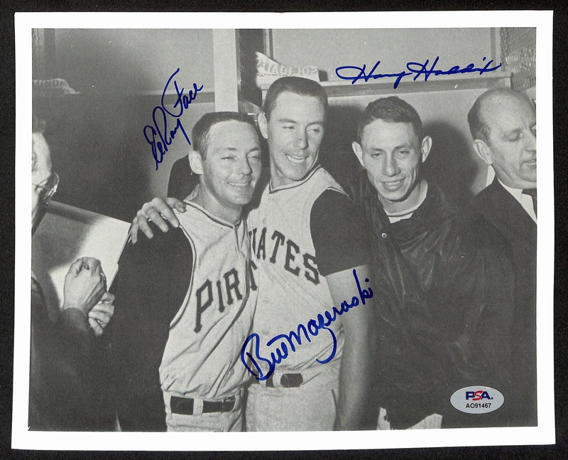 Bill Mazeroski/Harvey Haddix/Elroy Face Signed/Auto 8x10 Photo PSA/DNA 195449