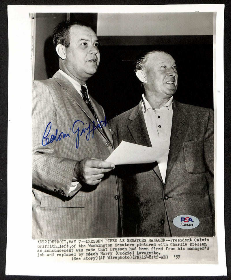 Calvin Griffith Signed/Autographed 8x10 Press Photo 1957 Senators PSA/DNA 195463