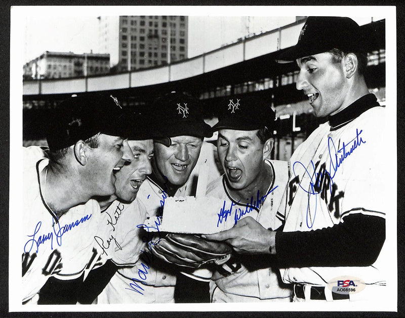 1954 New York Giants Multi-Signed (5) 8x10 Photo New York Giants PSA/DNA 195478