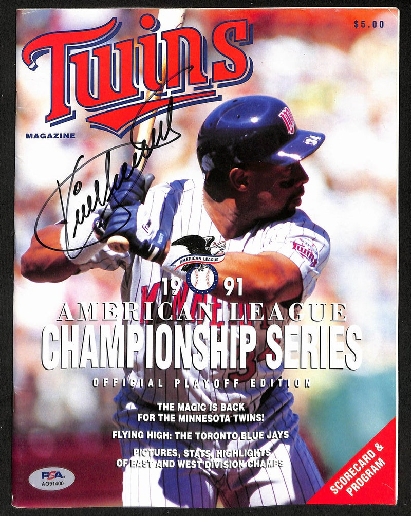 Kirby Puckett Signed 1993 AL Playoff Program Twins vs. Blue Jays PSA/DNA 196037