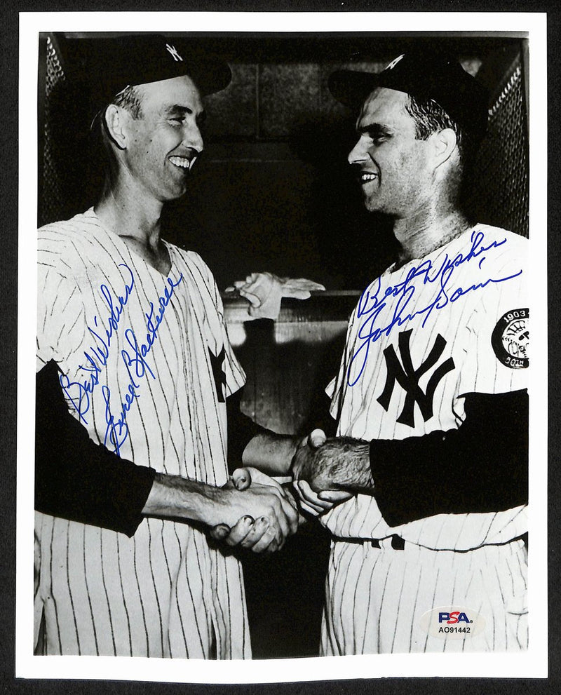 Johnny Sain/Ewell Blackwell Signed/Inscr 8x10 Photo Yankees PSA/DNA 196039