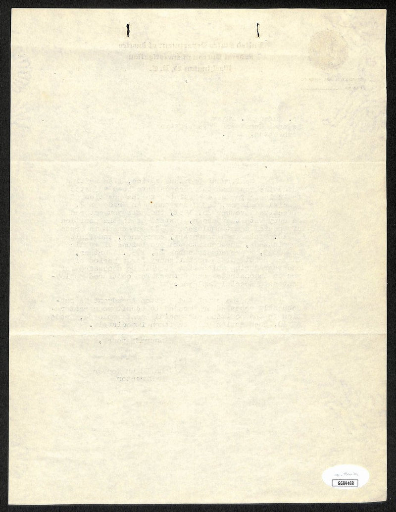 J. Edgar Hoover Signed Typed Letter Signed (TLS) FBI Director JSA 196013
