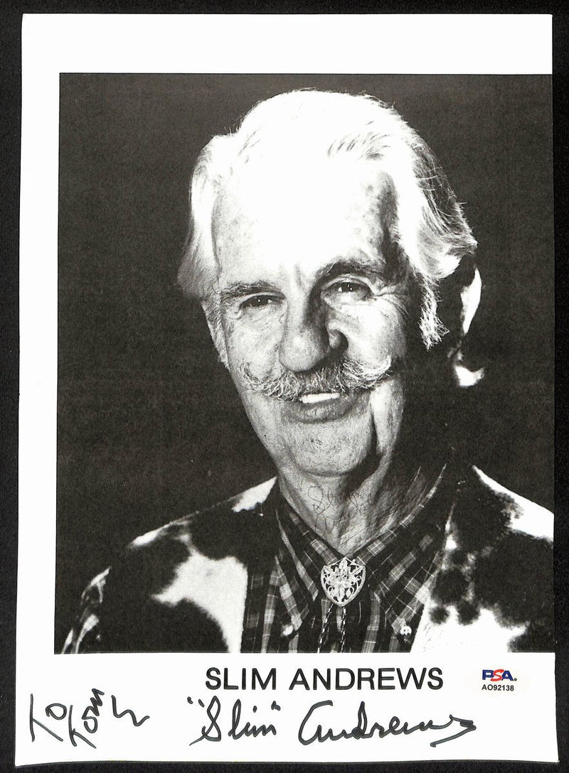 Slim Andrews Signed/Inscribed 8x10 Photo Country/Western Actor PSA/DNA 196025