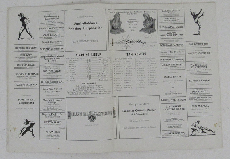 January 16, 1938 Program Redskins vs. Pacific Coast All-Americans 195692