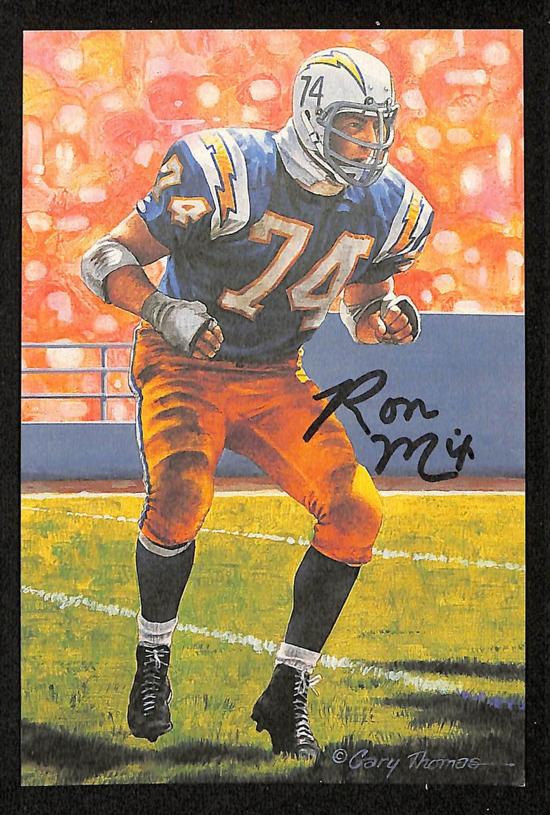 Ron Mix HOF Signed/Auto 1992 Goal Line Art GLAC Postcard Chargers JSA 196072