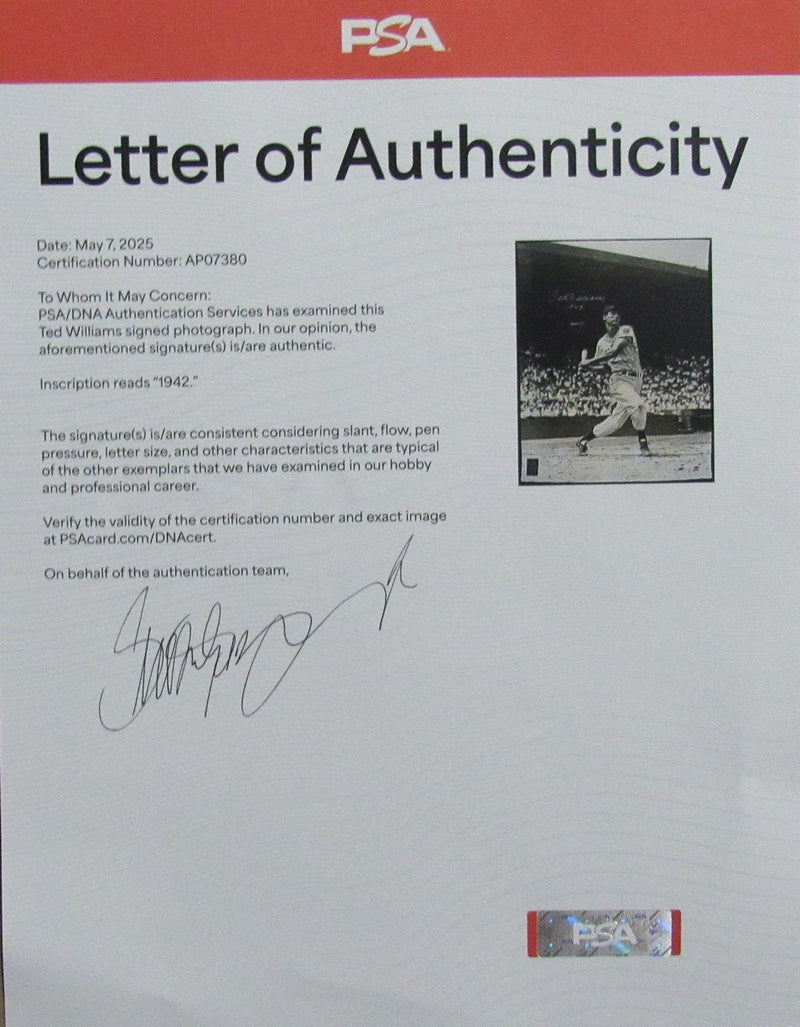 Ted Williams HOF Signed/Autographed 16x20 Photo Boston Red Sox PSA/DNA 194629