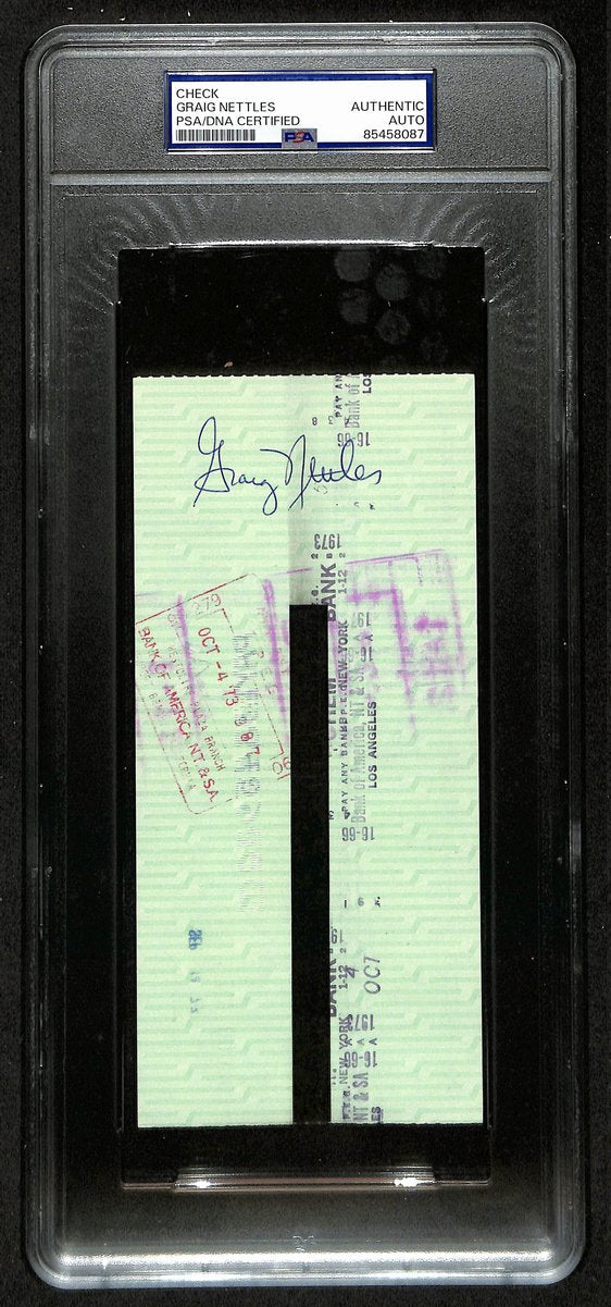 Graig Nettles Signed/Auto 1973 NY Yankees Payroll Bank Check PSA/DNA 194531