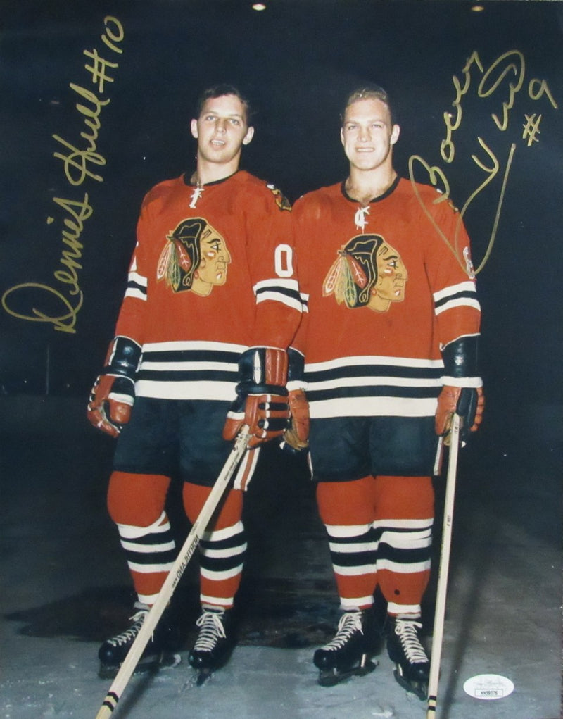 Dennis & Bobby Hull Dual-Signed/Auto 11x14 Photo Chicago Blackhawks JSA 196774