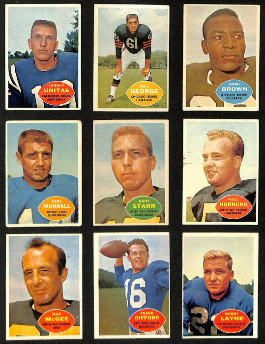 1960 Topps Football Card Complete Set (1-132) Starr Brown Unitas Gifford 195948