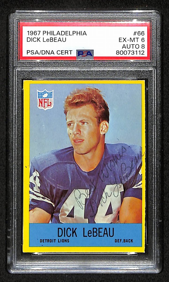 Dick LeBeau HOF Signed 1967 Philadelphia Card #66 Lions PSA/DNA EX-MT 6 195919