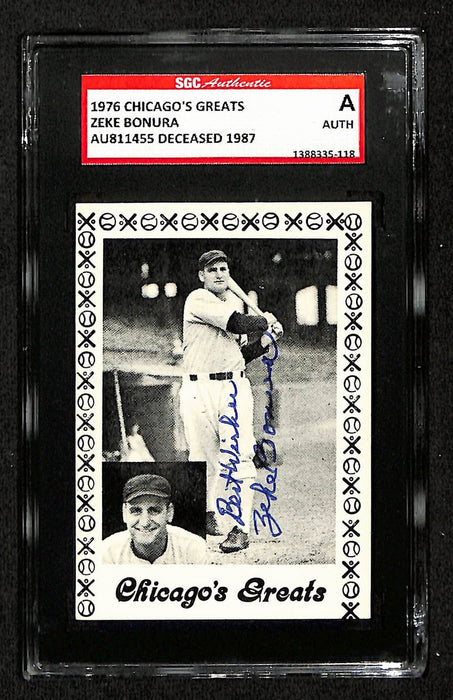 Zeke Bonura Signed/Auto 1976 Chicago's Greats Card Chicago White Sox SGC 195963