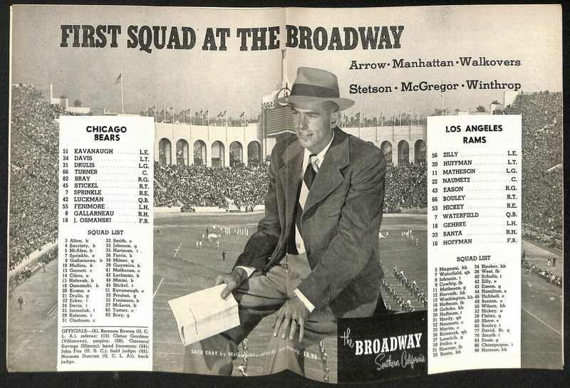1947 Los Angeles Rams vs. Chicago Bears NFL Football Game Program 192873