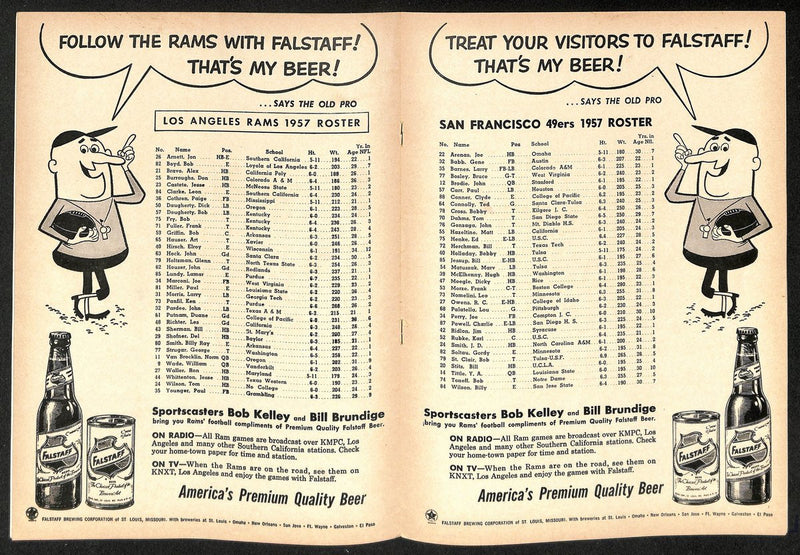 1957 Los Angeles Rams vs. San Francisco 49ers NFL Football Game Program 196119