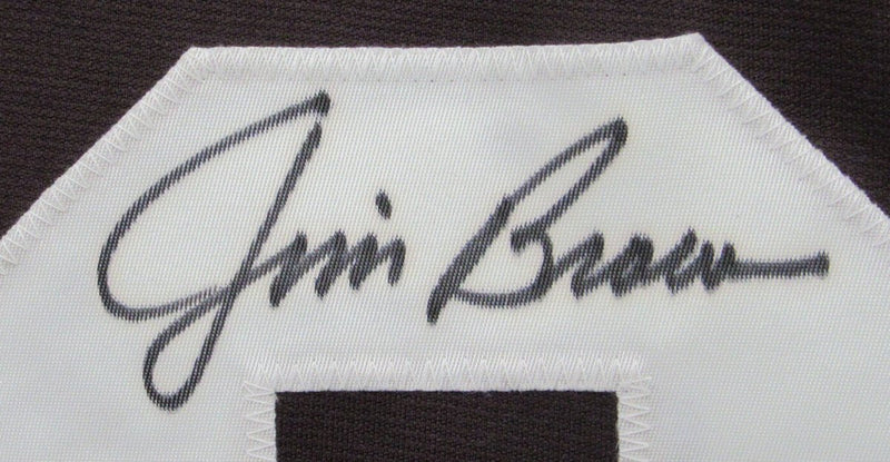 Jim Brown HOF Signed/Insc Brown Custom Football Jersey w/ Stats Browns JSA 19574