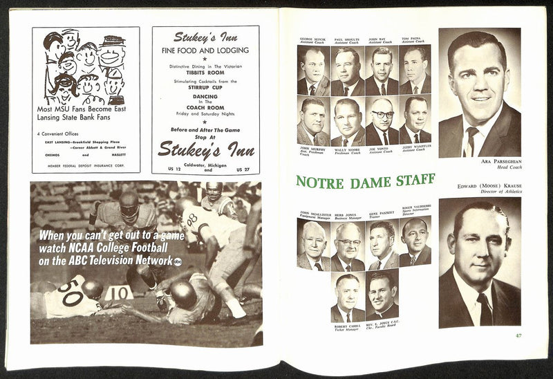 1966 Michigan State vs Notre Dame College Football Game Program 194557