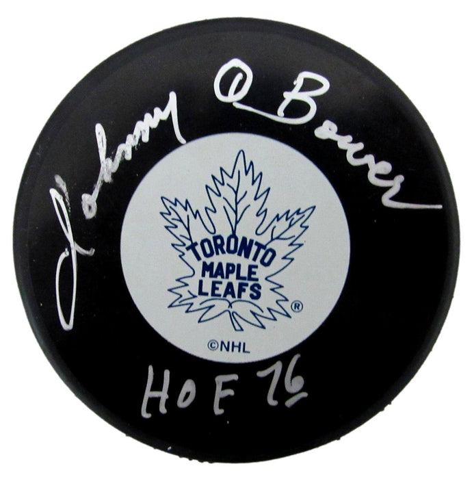 Johnny Bower HOF Signed/Inscribed Toronto Maple Leafs Hockey Puck JSA 197331
