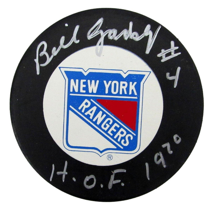 Bill Gadsby HOF Signed/Inscribed New York Rangers Game Hockey Puck JSA 197334