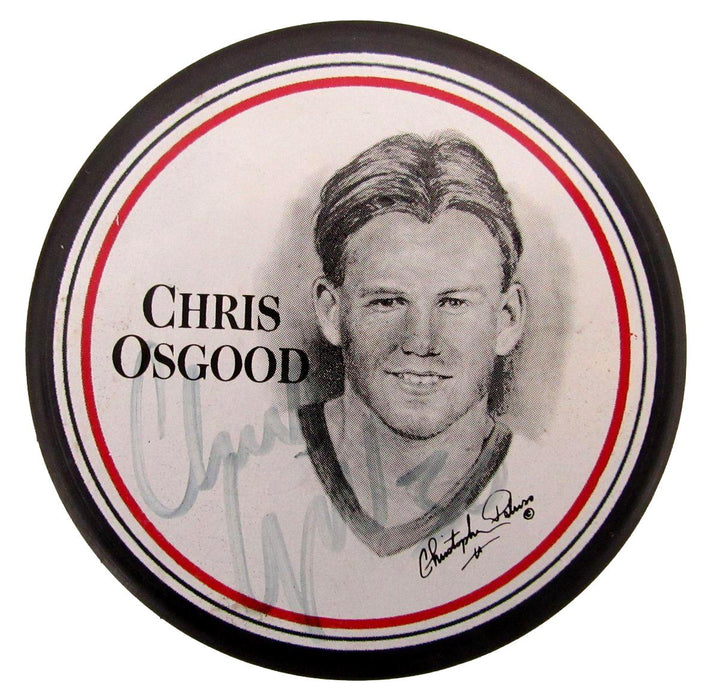 Chris Osgood Signed/Auto Detroit Red Wings Hockey Puck with Photo JSA 197337