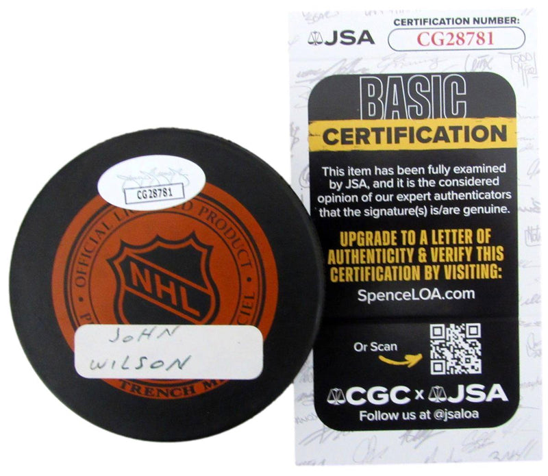 Johnny Wilson Signed/Autographed Detroit Red Wings Game Hockey Puck JSA 197340