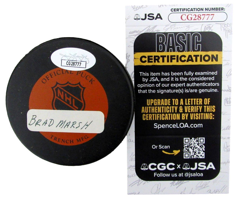Brad Marsh Signed/Autographed Detroit Red Wings Hockey Puck JSA 197345