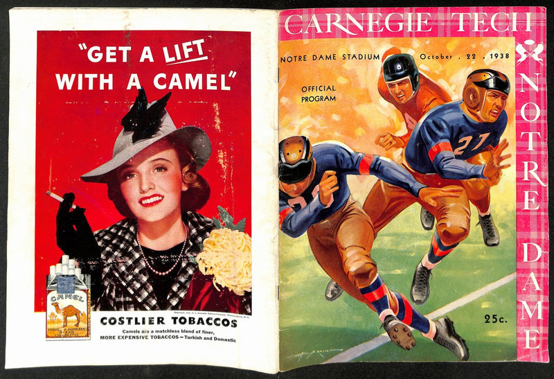 1938 Carnegie Tech vs Notre Dame Vintage College Football Game Program 195841