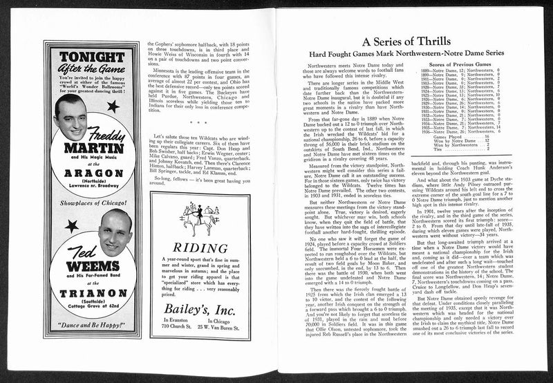 1937 Northwestern vs Notre Dame Vintage College Football Game Program 195842