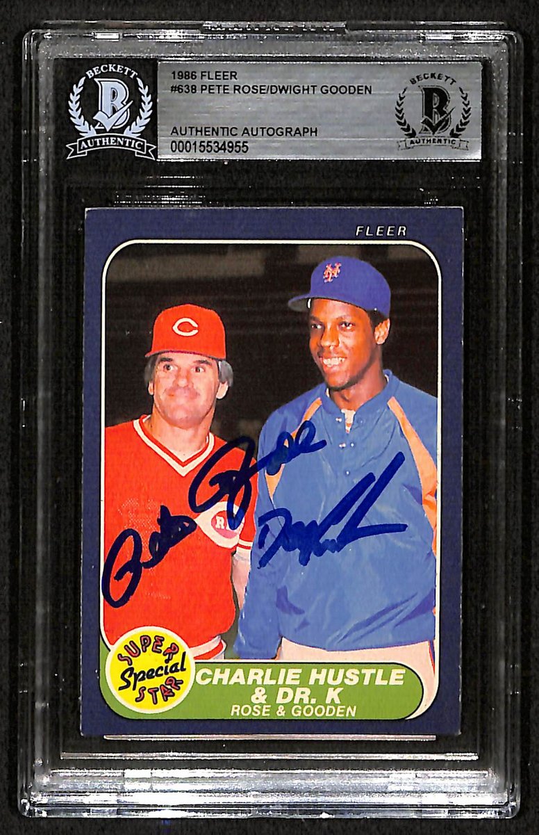 1986 Fleer Pete Rose/Dwight Gooden Signed/Auto Card #638 BAS/Beckett 197097