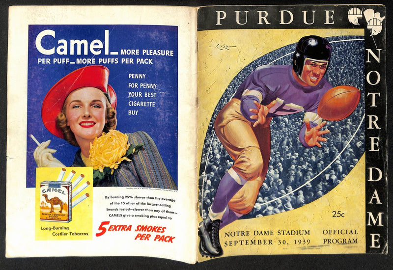 1939 Purdue vs Notre Dame Vintage College Football Game Program 196454