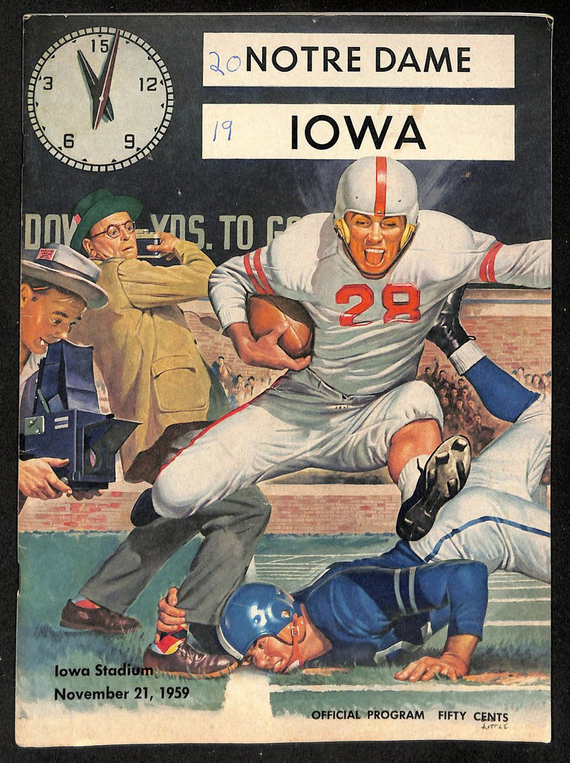 1959 Iowa vs Notre Dame Vintage College Football Game Program 196487