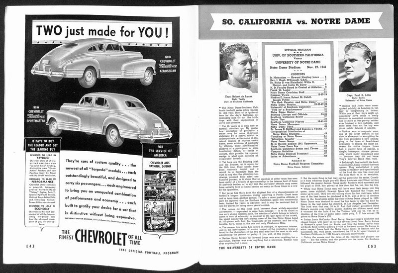 1941 USC vs Notre Dame Vintage College Football Game Program 195821