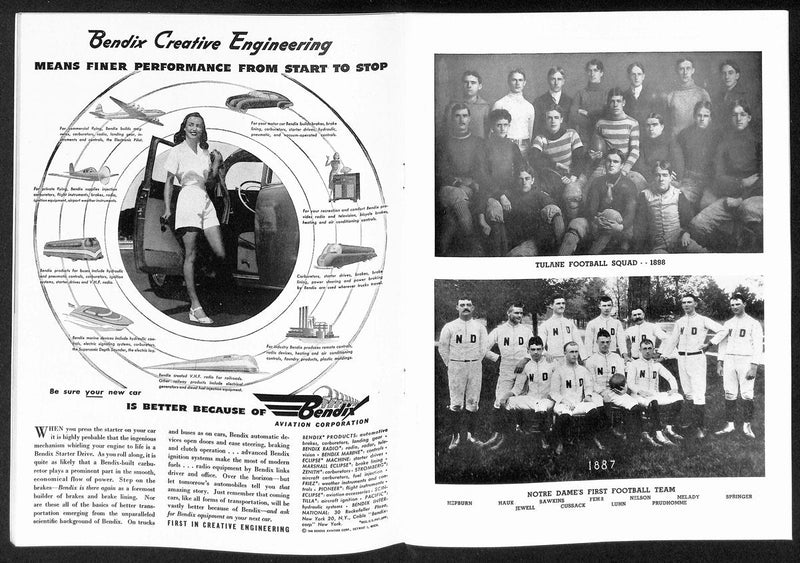 1947 Tulane vs Notre Dame Vintage College Football Game Program 194593