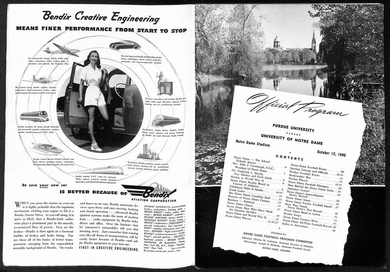 1946 Purdue vs Notre Dame Vintage College Football Game Program 194596