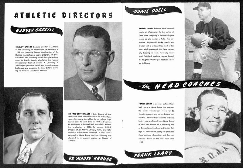 1949 Washington vs Notre Dame  Vintage College Football Program 196442