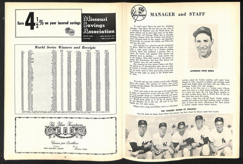 1964 World Series Program Cardinals vs. Yankees at Busch Stadium 197072