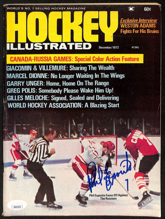 Phil Esposito HOF Boston Bruins Signed 1972 Hockey Illustrated JSA 197138