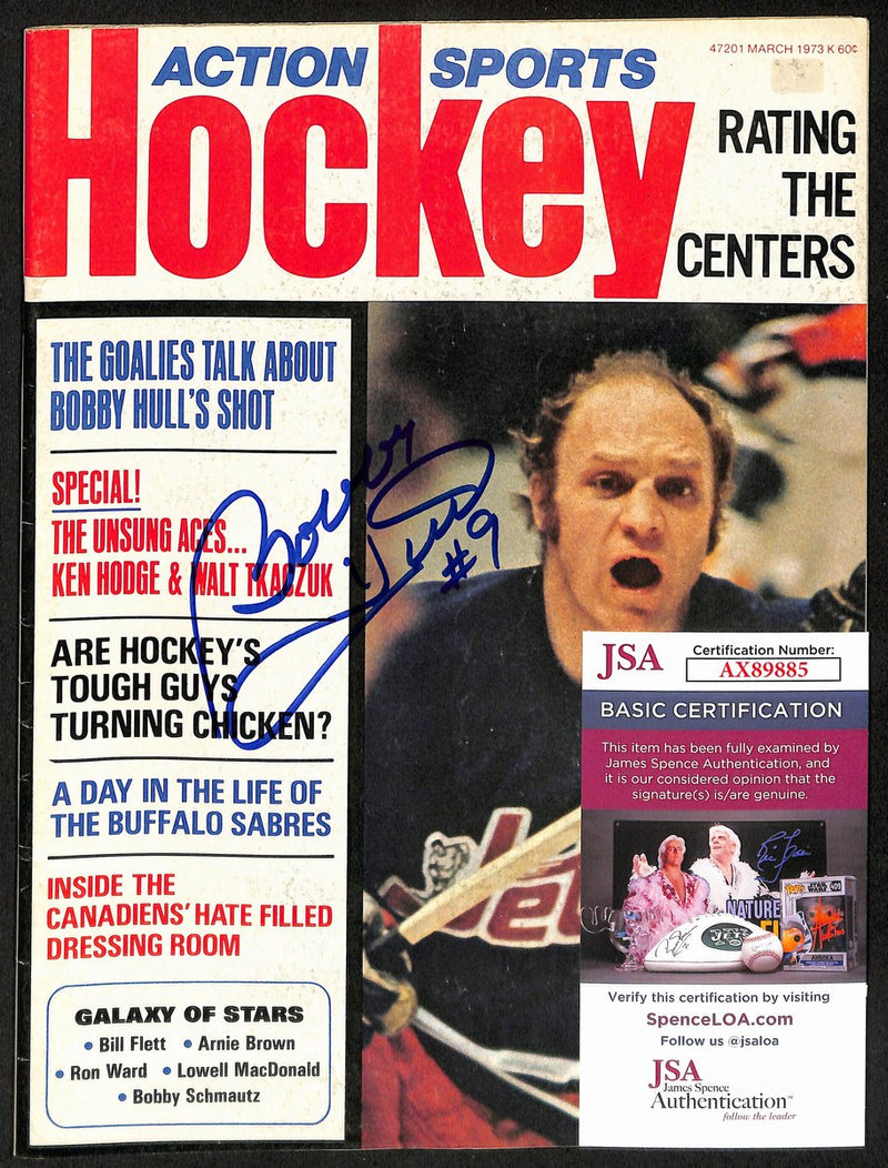 Bobby Hull Winnipeg Jets  Signed 1973 Action Sports Hockey Magazine JSA 197146