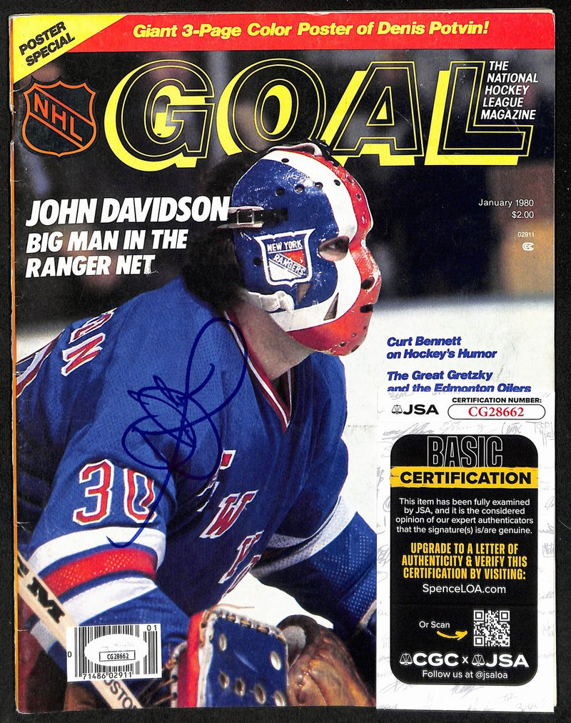 John Davidson New York Rangers Signed January 1980 Goal Magazine JSA 197186