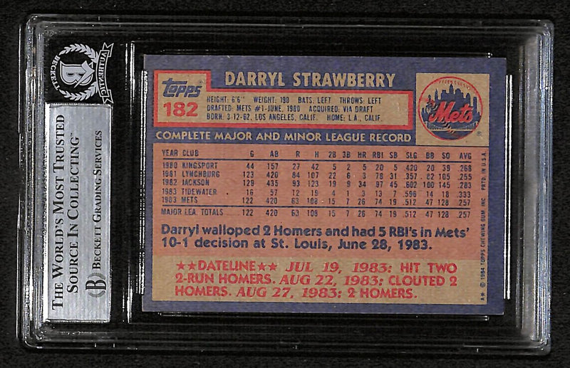 Darryl Strawberry Signed/Auto 1984 Topps RC Card #182 Mets BAS/Beckett 197121