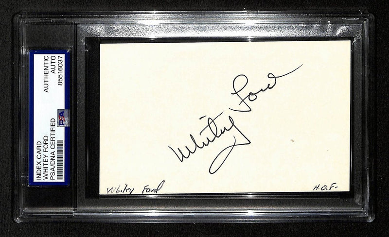 Whitey Ford NY Yankees HOF Signed/Autographed 3x5 Index Card PSA/DNA 196913