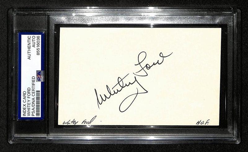 Whitey Ford NY Yankees HOF Signed/Autographed 3x5 Index Card PSA/DNA 196916