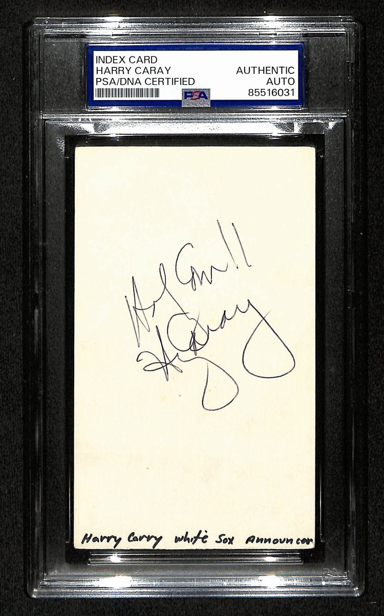 Harry Caray Holy Cow Chicago Cubs Signed 3x5 Index Card PSA/DNA 196928