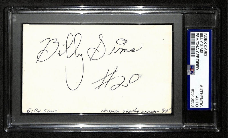 Billy Sims  Oklahoma  Heisman Signed/Autographed 3x5 Index Card PSA/DNA 196944