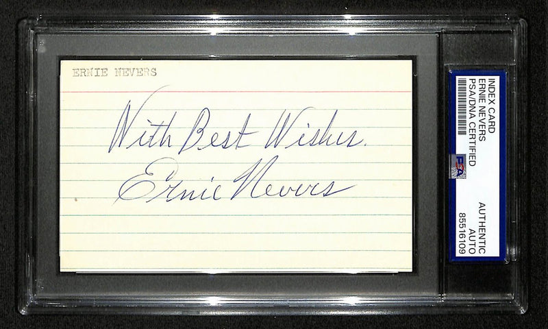 Ernie Nevers HOF Signed/Inscr 3x5 Index Card Eskimos/Cardinals PSA/DNA 196951