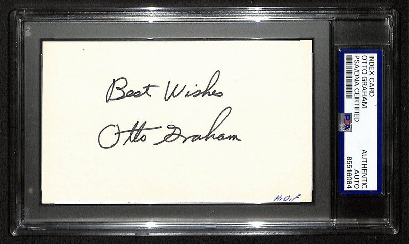 Otto Graham HOF Signed/Inscribed 3x5 Index Card Browns PSA/DNA 196967