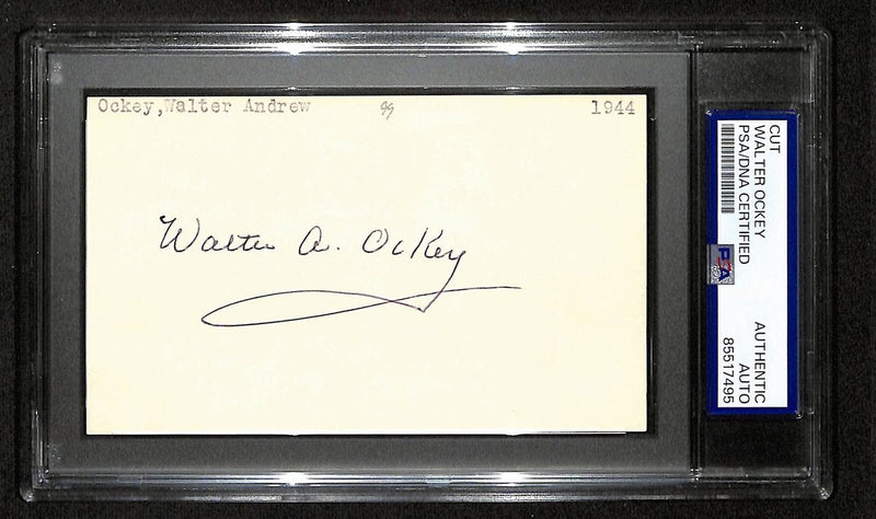 Walter Ockey Signed/Autographed 3x5 Index Card 1944 NY Giants PSA/DNA 196990