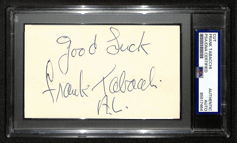 Frank Tabacchi Signed/Inscr Cut on 3x5 Index Card AL Umpire PSA/DNA 196997