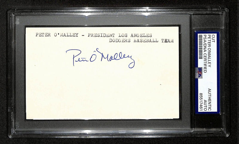 Peter O'Malley Signed Cut on 3x5 Index Card Los Angeles Dodgers PSA/DNA 196999